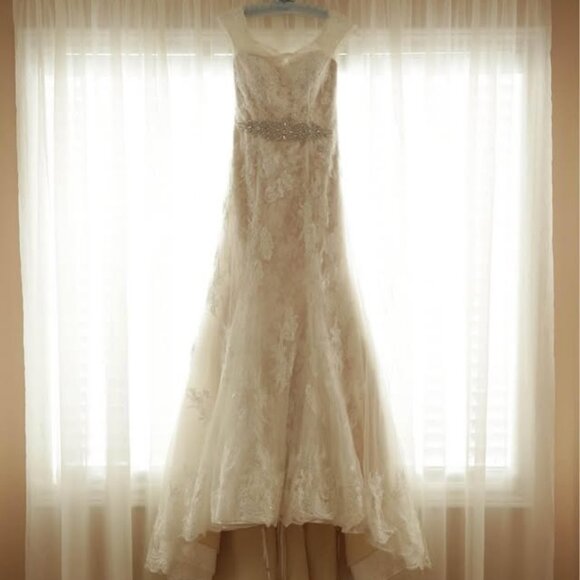 Oleg Cassini Lace Wedding Dress CWG533 – Size 6 - Picture 4 of 6